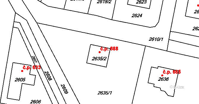 Mimoň I 688, Mimoň na parcele st. 2635/2 v KÚ Mimoň, Katastrální mapa