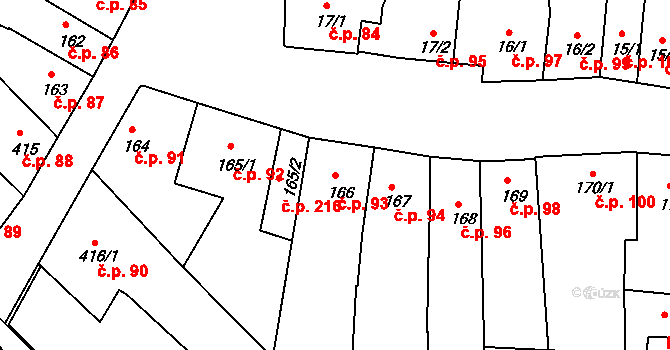 Vodňany I 93, Vodňany na parcele st. 166 v KÚ Vodňany, Katastrální mapa