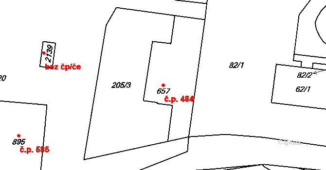 Světlá nad Sázavou 484 na parcele st. 657 v KÚ Světlá nad Sázavou, Katastrální mapa