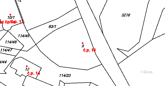 Velká Čermná 10, Čermná nad Orlicí na parcele st. 9 v KÚ Velká Čermná nad Orlicí, Katastrální mapa