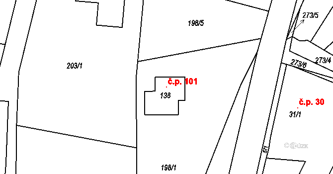 Rudka 101, Kunštát na parcele st. 138 v KÚ Rudka u Kunštátu, Katastrální mapa