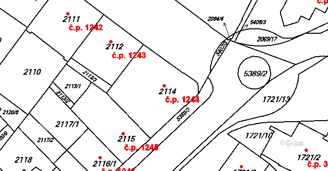 Znojmo 1244 na parcele st. 2114 v KÚ Znojmo-město, Katastrální mapa