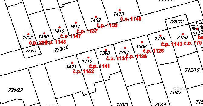 Kojetín I-Město 1131, Kojetín na parcele st. 1398 v KÚ Kojetín, Katastrální mapa