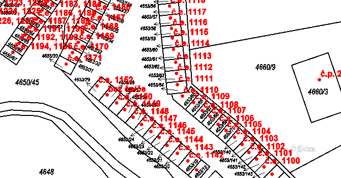 Jihlava 1111 na parcele st. 4653/64 v KÚ Jihlava, Katastrální mapa