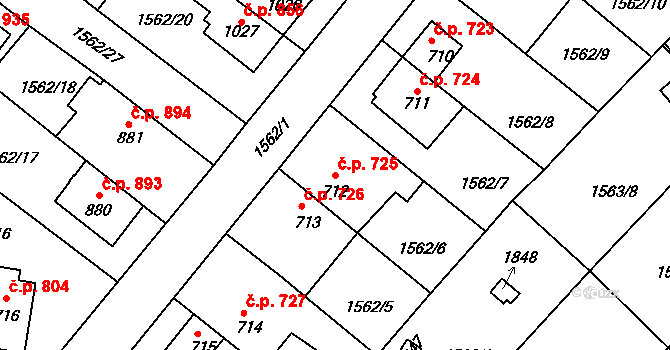 Říčany 725 na parcele st. 712 v KÚ Říčany u Prahy, Katastrální mapa