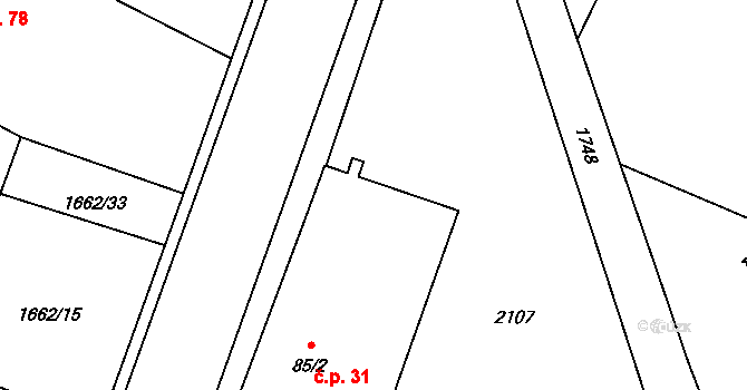 Olbramovice Ves 31, Olbramovice na parcele st. 85/2 v KÚ Olbramovice u Votic, Katastrální mapa