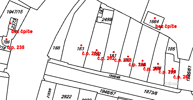Třebechovice pod Orebem 262 na parcele st. 182 v KÚ Třebechovice pod Orebem, Katastrální mapa