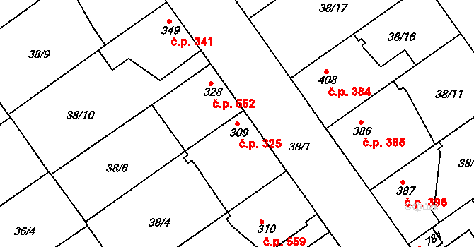Litol 325, Lysá nad Labem na parcele st. 309 v KÚ Litol, Katastrální mapa