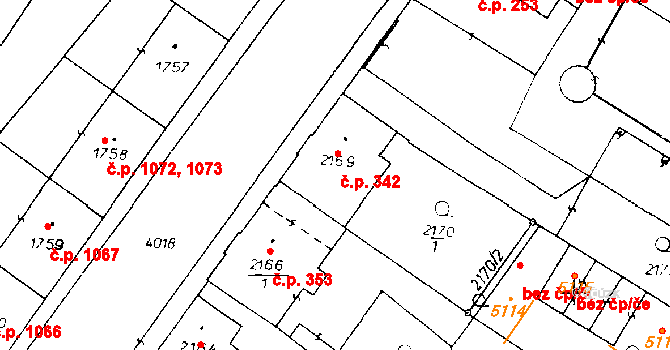 Poděbrady III 342, Poděbrady na parcele st. 2169 v KÚ Poděbrady, Katastrální mapa