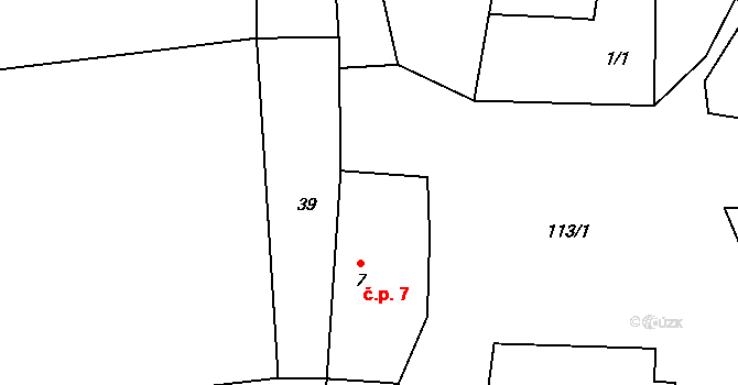 Moudrov 7, Obrataň na parcele st. 7 v KÚ Moudrov, Katastrální mapa