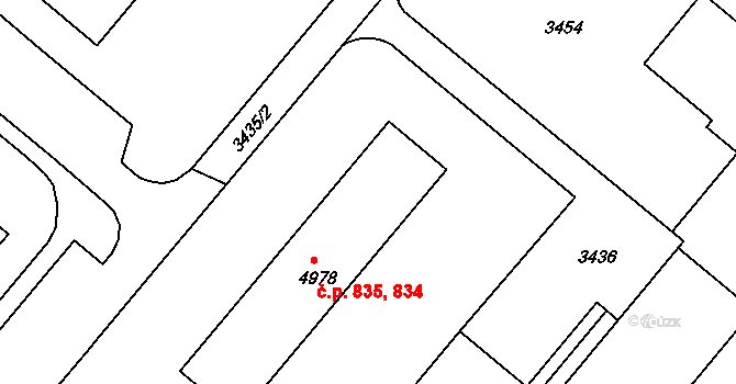 Kolín II 834,835, Kolín na parcele st. 4978 v KÚ Kolín, Katastrální mapa