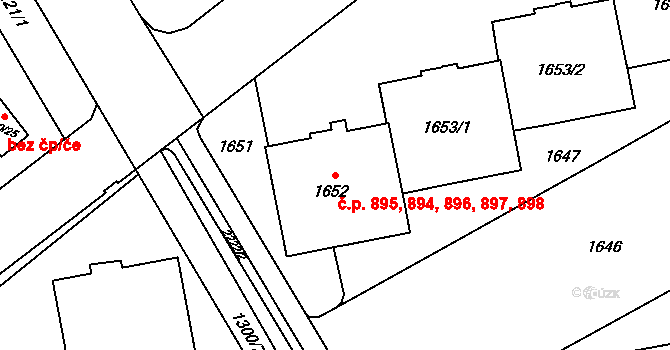 Ruzyně 894,895,896,897,898, Praha na parcele st. 1652 v KÚ Ruzyně, Katastrální mapa