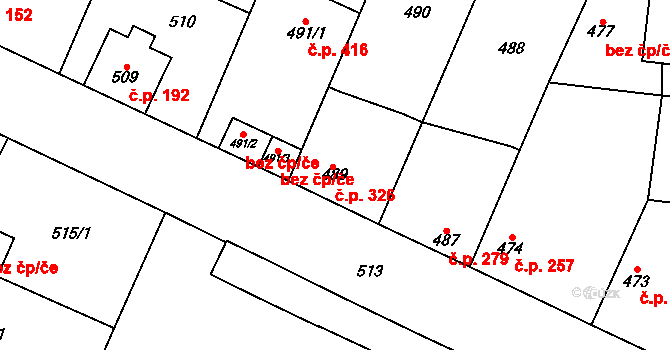 Ďáblice 326, Praha na parcele st. 489 v KÚ Ďáblice, Katastrální mapa