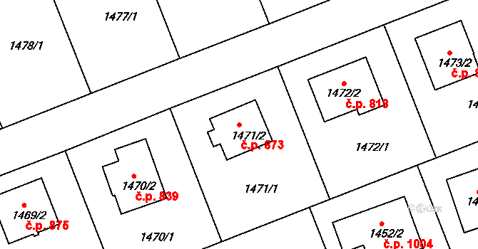 Zdice 873 na parcele st. 1471/2 v KÚ Zdice, Katastrální mapa