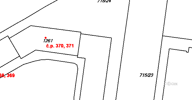 Příbram VII 372,373,374,375,376,, Příbram na parcele st. 1259 v KÚ Březové Hory, Katastrální mapa