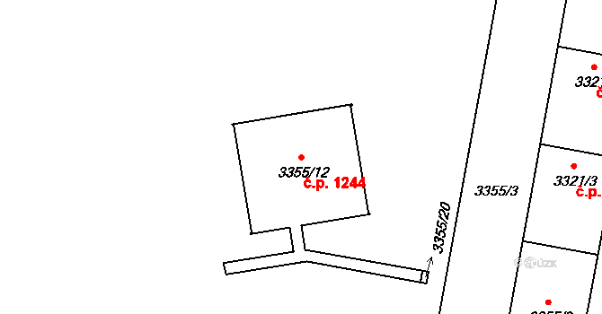 České Budějovice 3 1244, České Budějovice na parcele st. 3355/12 v KÚ České Budějovice 3, Katastrální mapa