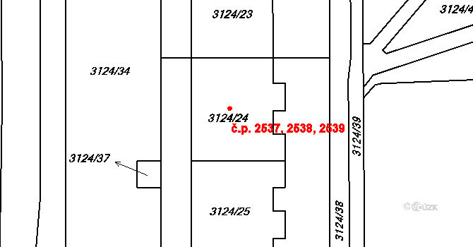 Stodůlky 2537,2538,2539, Praha na parcele st. 3124/24 v KÚ Stodůlky, Katastrální mapa