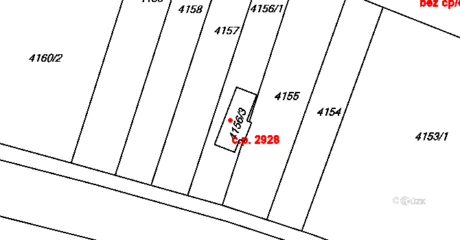 Královo Pole 2928, Brno na parcele st. 4156/3 v KÚ Královo Pole, Katastrální mapa
