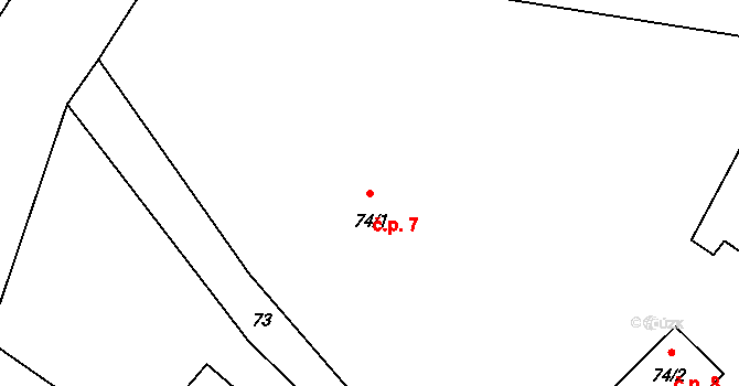 Heřmanice 7, Žandov na parcele st. 74/1 v KÚ Heřmanice u Žandova, Katastrální mapa