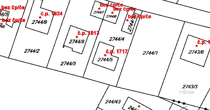 České Budějovice 6 1717, České Budějovice na parcele st. 2744/5 v KÚ České Budějovice 6, Katastrální mapa