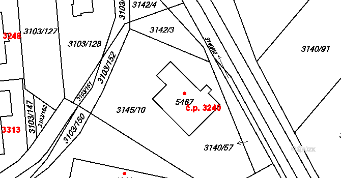 Břeclav 3240 na parcele st. 5467 v KÚ Břeclav, Katastrální mapa