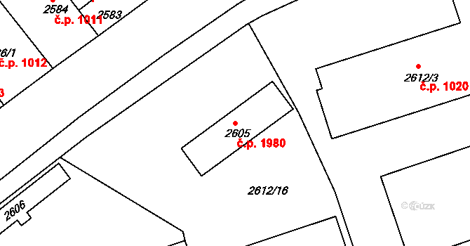 Bruntál 1980 na parcele st. 2605 v KÚ Bruntál-město, Katastrální mapa