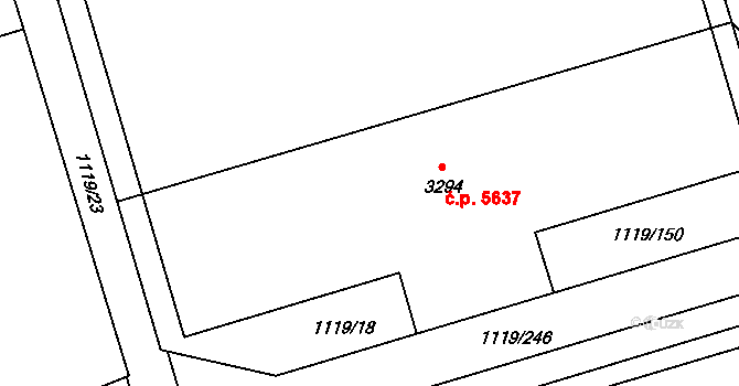 Zlín 5637 na parcele st. 3294 v KÚ Zlín, Katastrální mapa