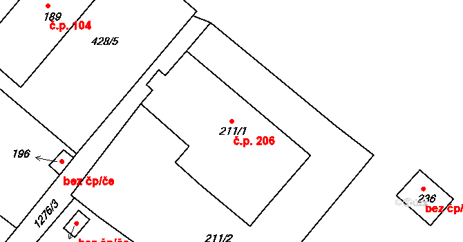 Horní Kamenice 206, Česká Kamenice na parcele st. 211/1 v KÚ Horní Kamenice, Katastrální mapa
