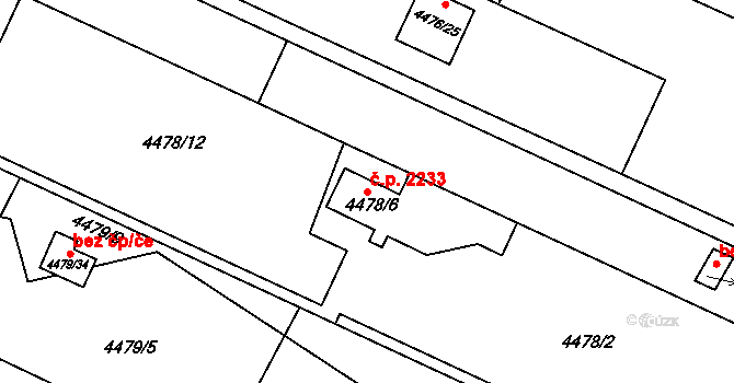 Znojmo 2233 na parcele st. 4478/6 v KÚ Znojmo-město, Katastrální mapa
