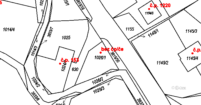 Ostrava 38239337 na parcele st. 1026/1 v KÚ Stará Bělá, Katastrální mapa