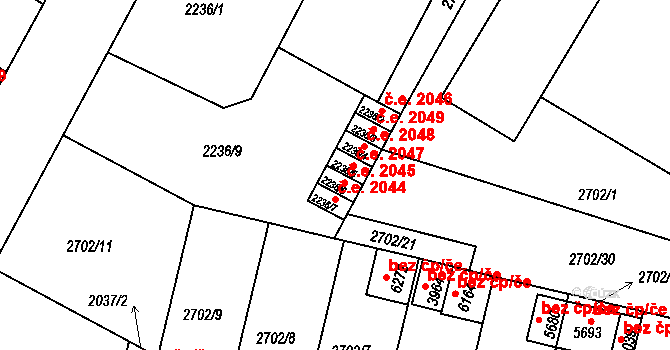 Žatec 43116337 na parcele st. 2236/6 v KÚ Žatec, Katastrální mapa