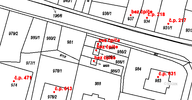 Jaroslavice 43197337 na parcele st. 985/1 v KÚ Jaroslavice, Katastrální mapa