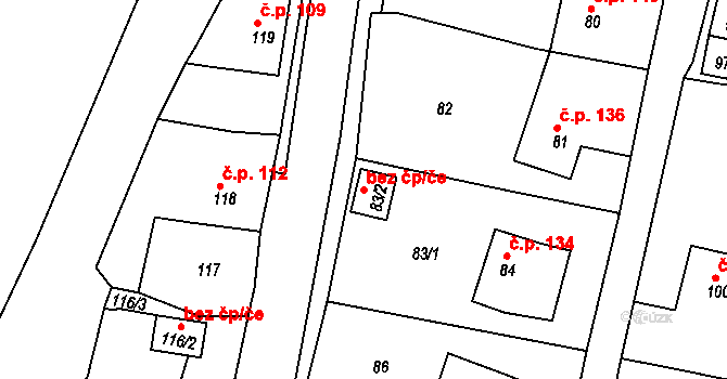 Kaceřov 44343337 na parcele st. 83/2 v KÚ Kaceřov u Kynšperka nad Ohří, Katastrální mapa