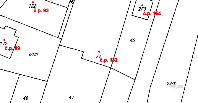 Podvihov 132, Opava na parcele st. 77 v KÚ Podvihov, Katastrální mapa