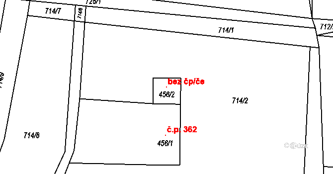 Kozlovice 46455337 na parcele st. 456/2 v KÚ Kozlovice, Katastrální mapa