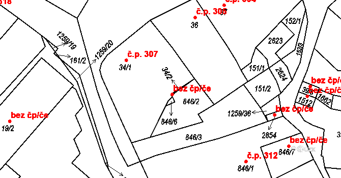 Přeštice 49713337 na parcele st. 34/2 v KÚ Přeštice, Katastrální mapa