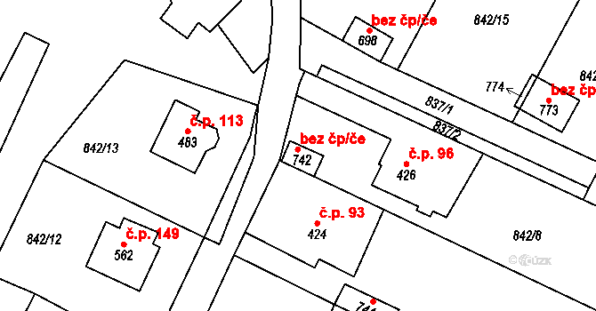 Děčín 51992337 na parcele st. 742 v KÚ Prostřední Žleb, Katastrální mapa