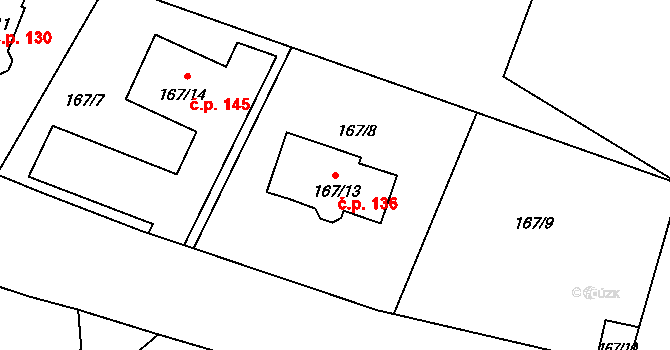 Stará Lípa 136, Česká Lípa na parcele st. 167/13 v KÚ Stará Lípa, Katastrální mapa