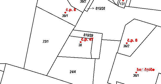 Holešovice 47, Chroustovice na parcele st. 38 v KÚ Holešovice u Chroustovic, Katastrální mapa
