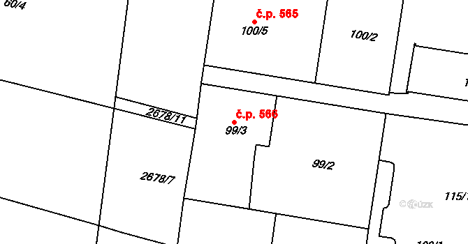 Protivín 566 na parcele st. 99/3 v KÚ Protivín, Katastrální mapa