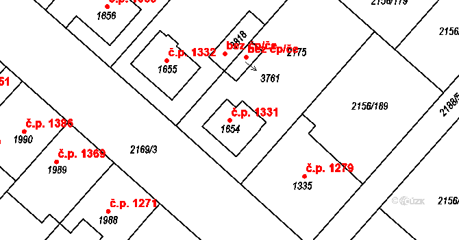 Choceň 1331 na parcele st. 1654 v KÚ Choceň, Katastrální mapa
