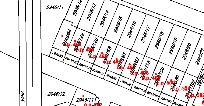 Choceňské Předměstí 496, Vysoké Mýto na parcele st. 2946/58 v KÚ Vysoké Mýto, Katastrální mapa