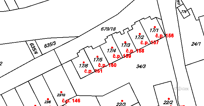 Kněževes 159 na parcele st. 17/4 v KÚ Kněževes u Prahy, Katastrální mapa