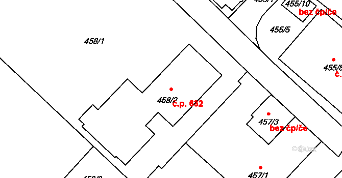 Jedovnice 632 na parcele st. 458/2 v KÚ Jedovnice, Katastrální mapa