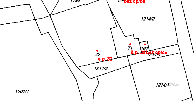Obora 32, Hracholusky na parcele st. 72 v KÚ Obora u Hracholusk, Katastrální mapa