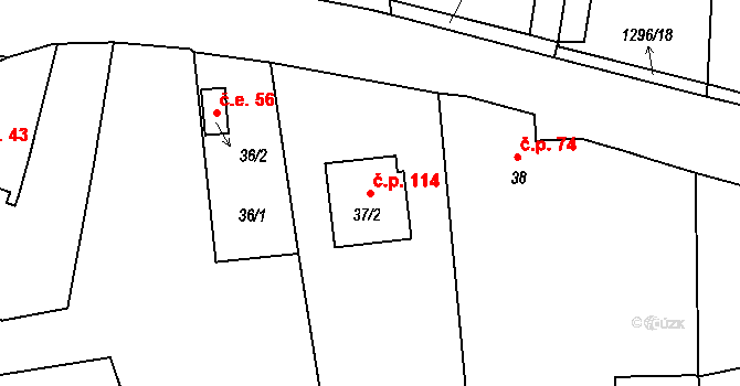 Chlum 114, Křemže na parcele st. 37/2 v KÚ Chlum u Křemže, Katastrální mapa