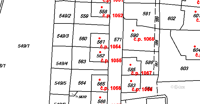 Vejprty 1055 na parcele st. 562 v KÚ Vejprty, Katastrální mapa