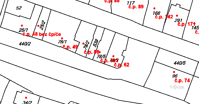 Žopy 101, Holešov na parcele st. 78/5 v KÚ Žopy, Katastrální mapa