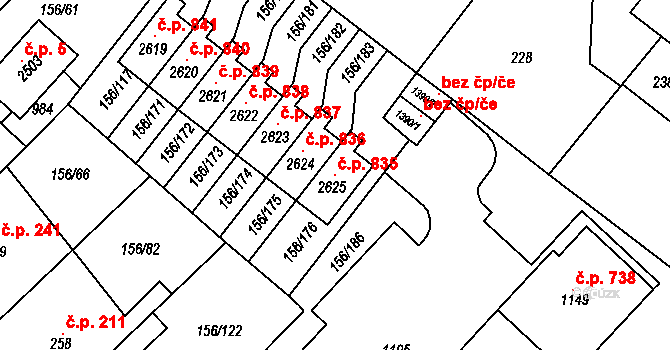 Lobeček 835, Kralupy nad Vltavou na parcele st. 2625 v KÚ Lobeček, Katastrální mapa