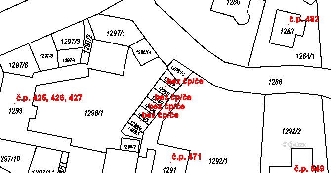 Doksy 107809338 na parcele st. 1296/8 v KÚ Doksy u Máchova jezera, Katastrální mapa